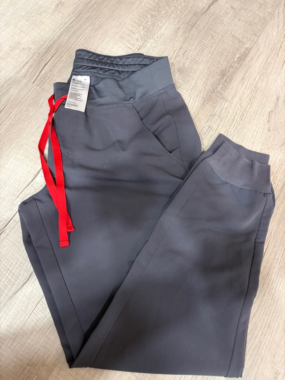 FIGS Charcoal Jogger Scrub Pants with Red Drawstring